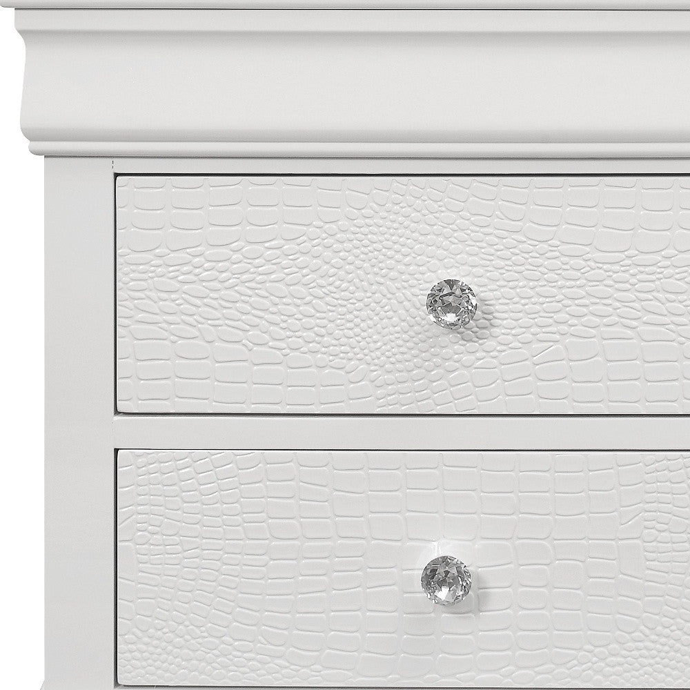White Shagreen Two Drawer Solid Wood Nightstand By Homeroots | Nightstands | Modishstore - 3