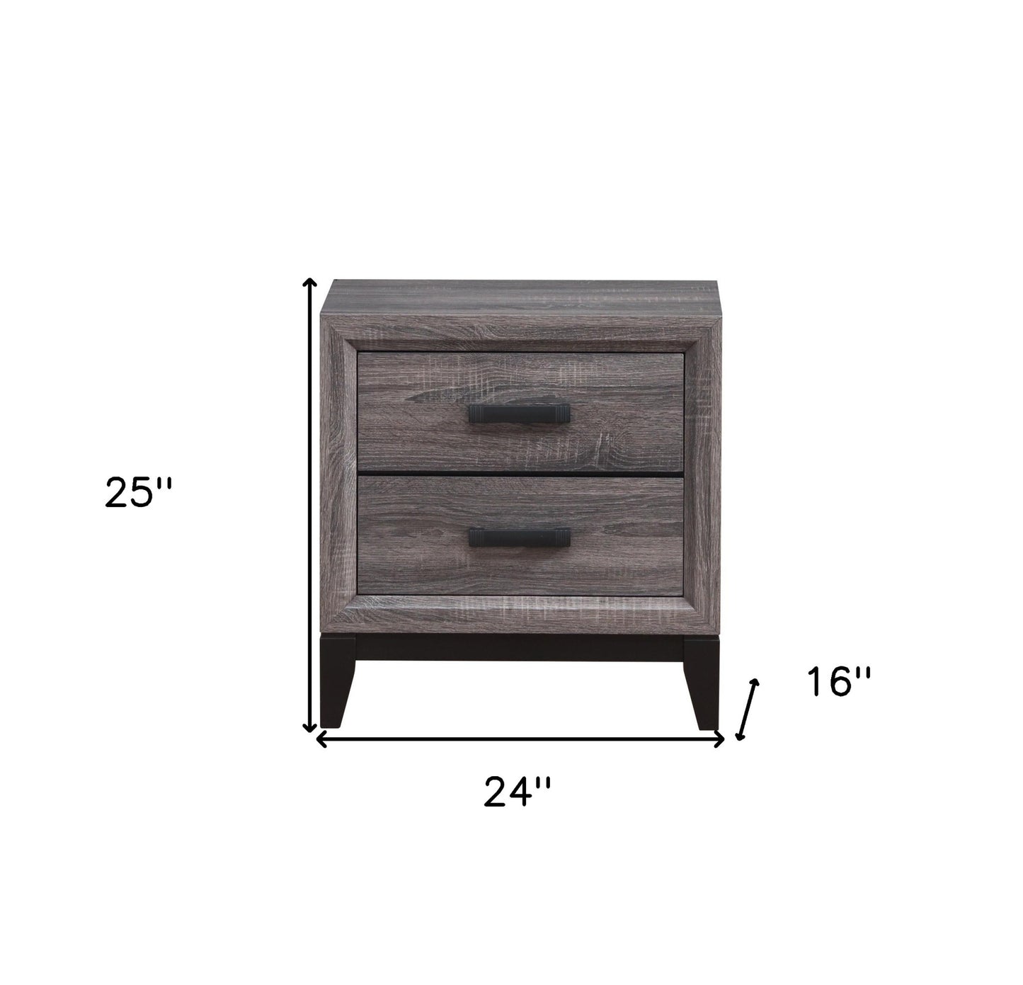 Gray Two Drawer Nightstand By Homeroots | Nightstands | Modishstore - 4
