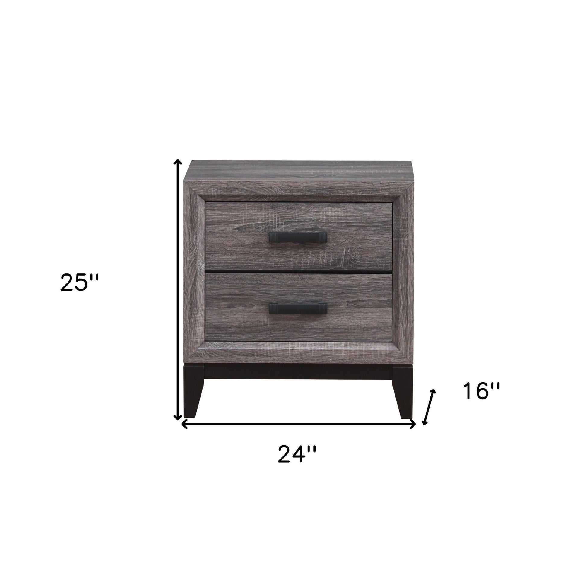 Gray Two Drawer Nightstand By Homeroots | Nightstands | Modishstore - 4