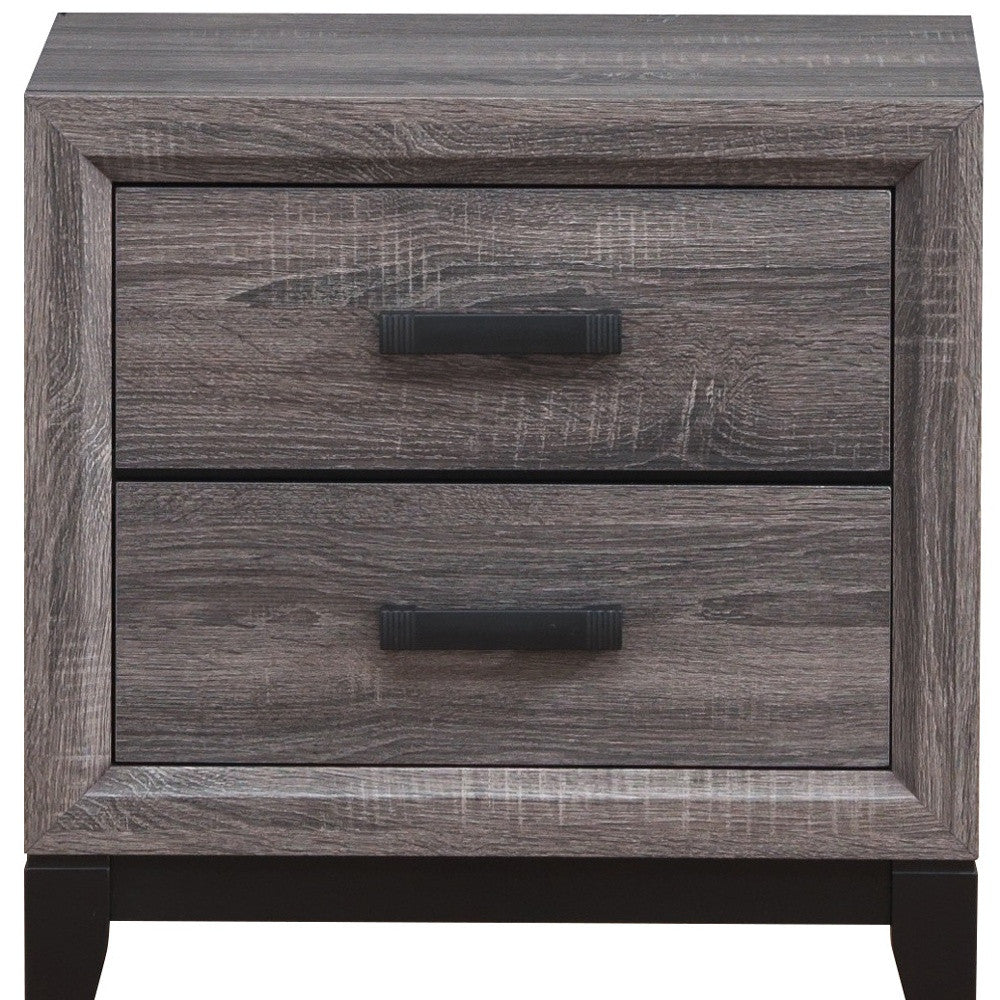 Gray Two Drawer Nightstand By Homeroots | Nightstands | Modishstore - 3