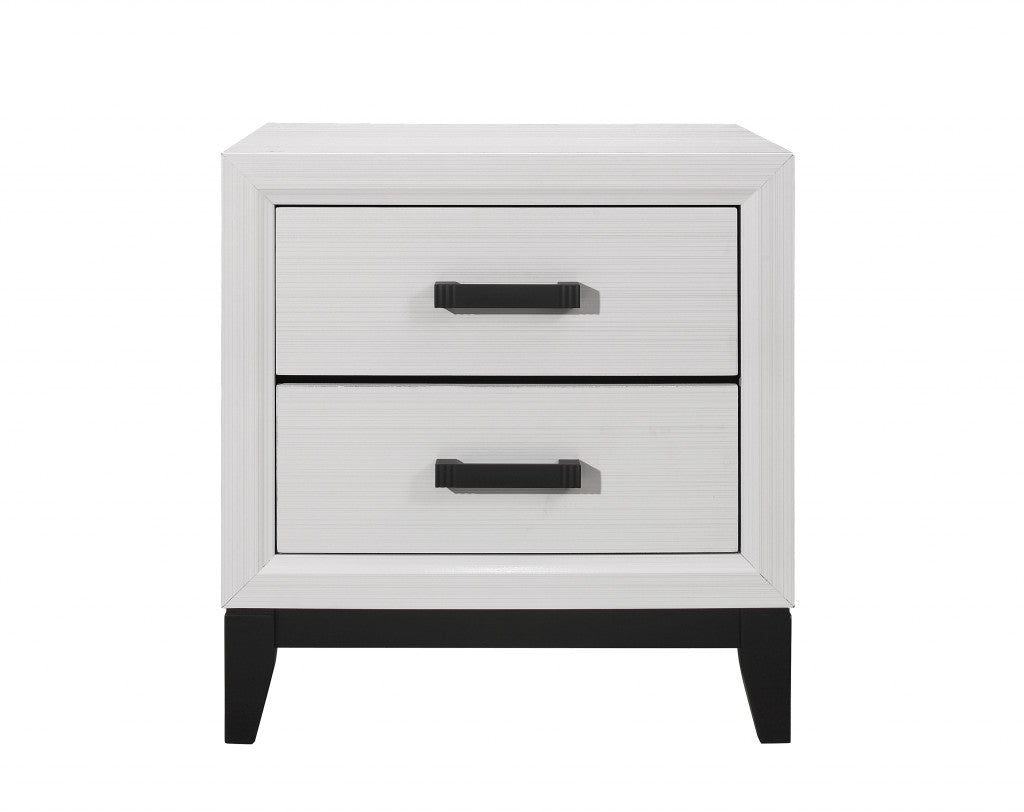 White Two Drawer Nightstand By Homeroots | Nightstands | Modishstore - 3