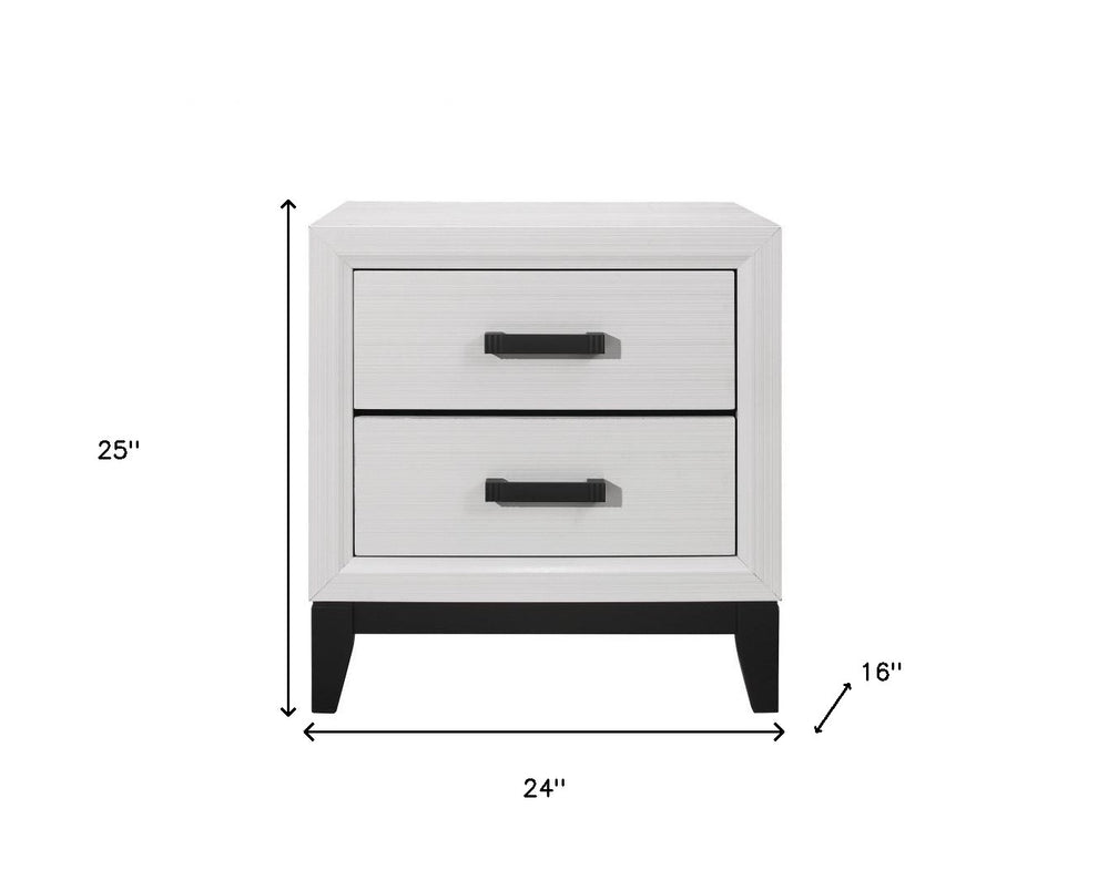 White Two Drawer Nightstand By Homeroots | Nightstands | Modishstore - 5