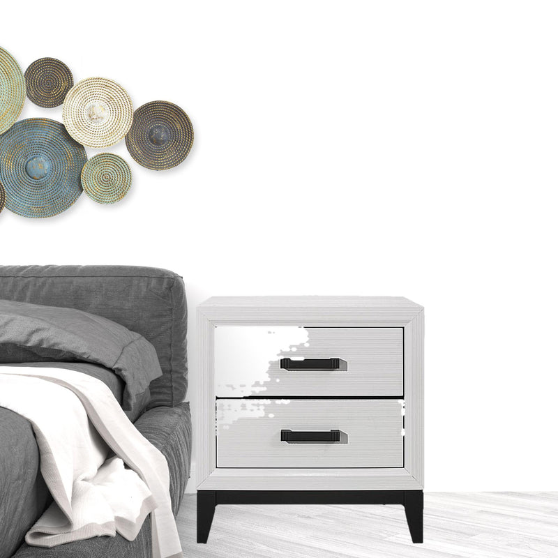 White Two Drawer Nightstand By Homeroots | Nightstands | Modishstore - 1