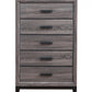 Grey Solid Wood Five Drawer Chest By Homeroots | Dressers | Modishstore - 3
