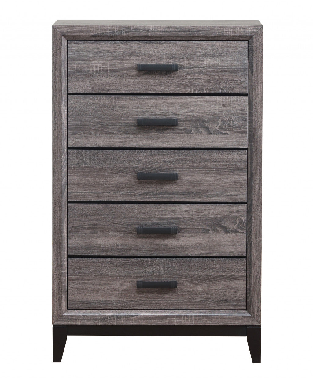 Grey Solid Wood Five Drawer Chest By Homeroots | Dressers | Modishstore - 3