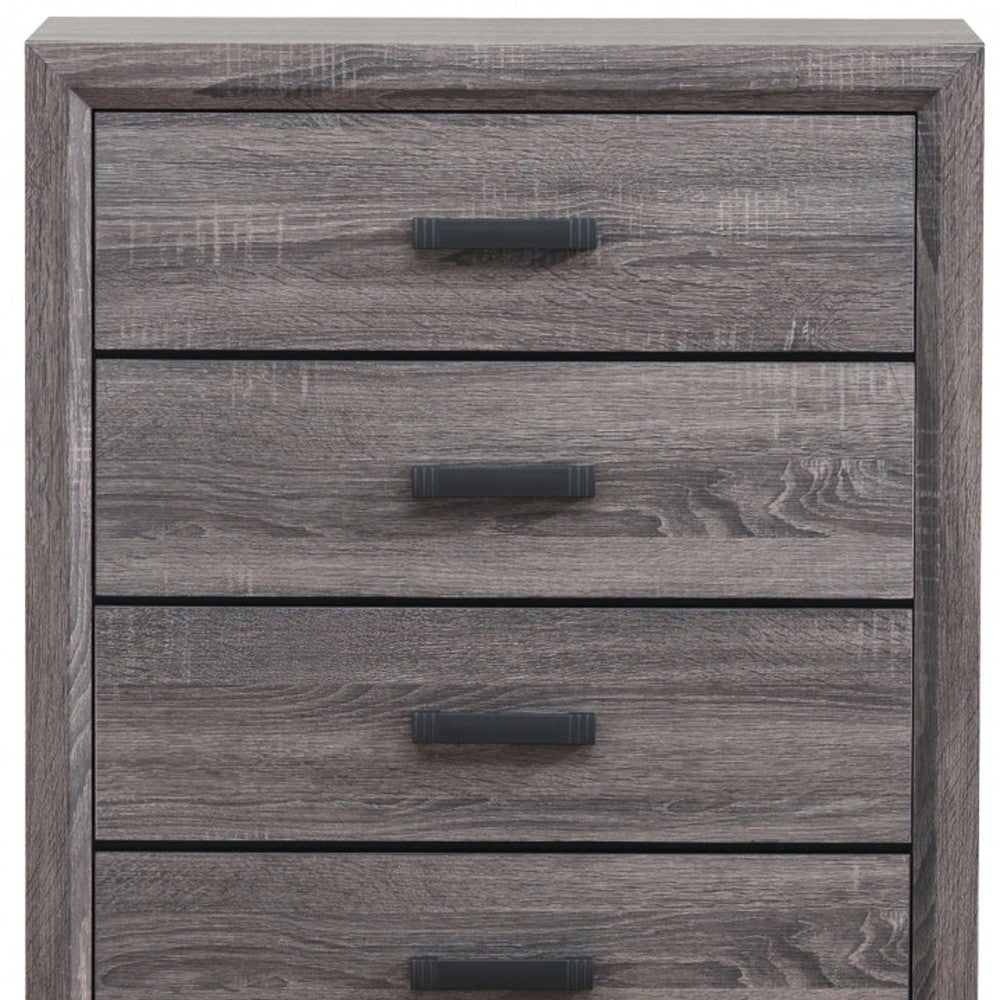 Grey Solid Wood Five Drawer Chest By Homeroots | Dressers | Modishstore - 5