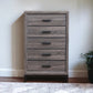Grey Solid Wood Five Drawer Chest By Homeroots | Dressers | Modishstore - 1