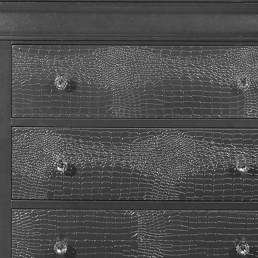 Metallic Grey Solid Wood Five Drawer Chest By Homeroots | Dressers | Modishstore - 5