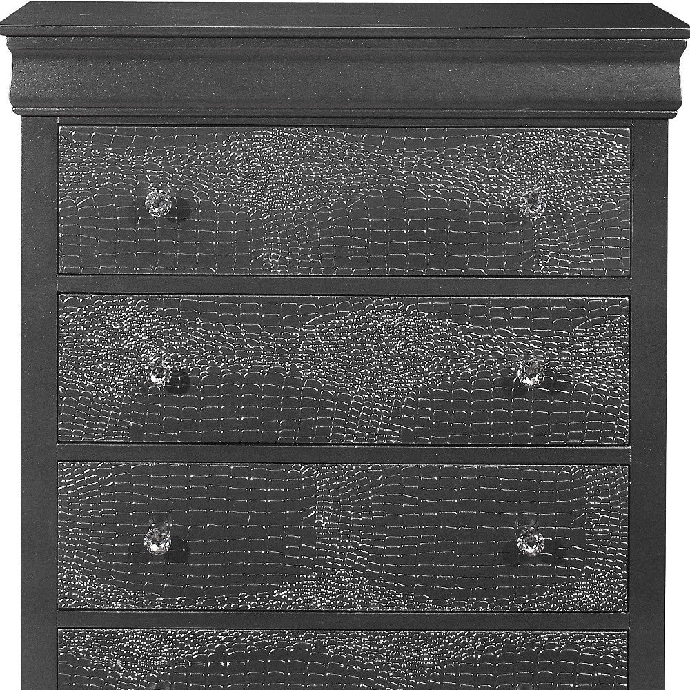 Metallic Grey Solid Wood Five Drawer Chest By Homeroots | Dressers | Modishstore - 4