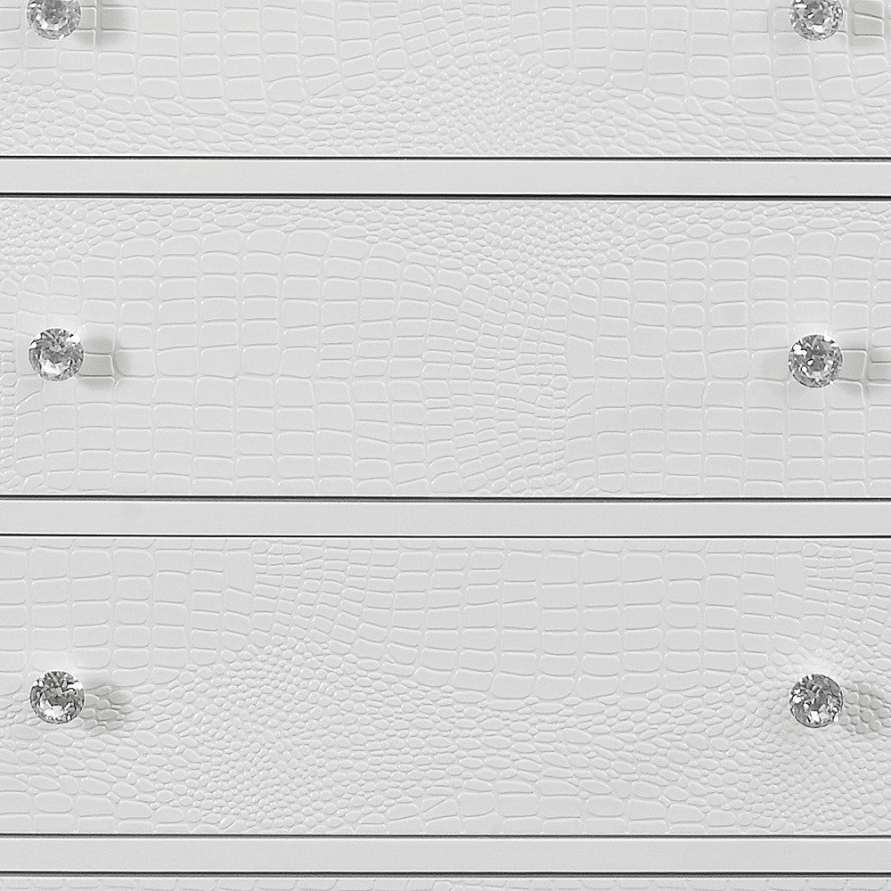 Metallic White Solid Wood Five Drawer Chest By Homeroots | Dressers | Modishstore - 3