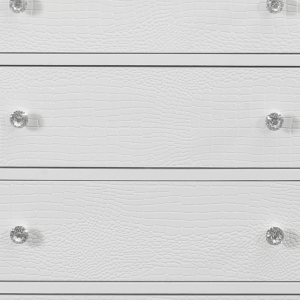 Metallic White Solid Wood Five Drawer Chest By Homeroots | Dressers | Modishstore - 3