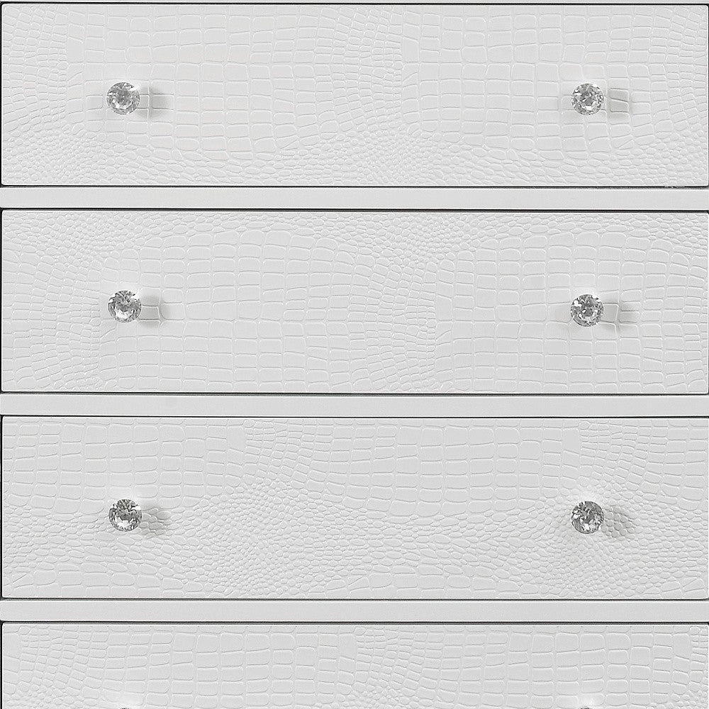 Metallic White Solid Wood Five Drawer Chest By Homeroots | Dressers | Modishstore - 4