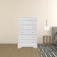 Metallic White Solid Wood Five Drawer Chest By Homeroots | Dressers | Modishstore - 1