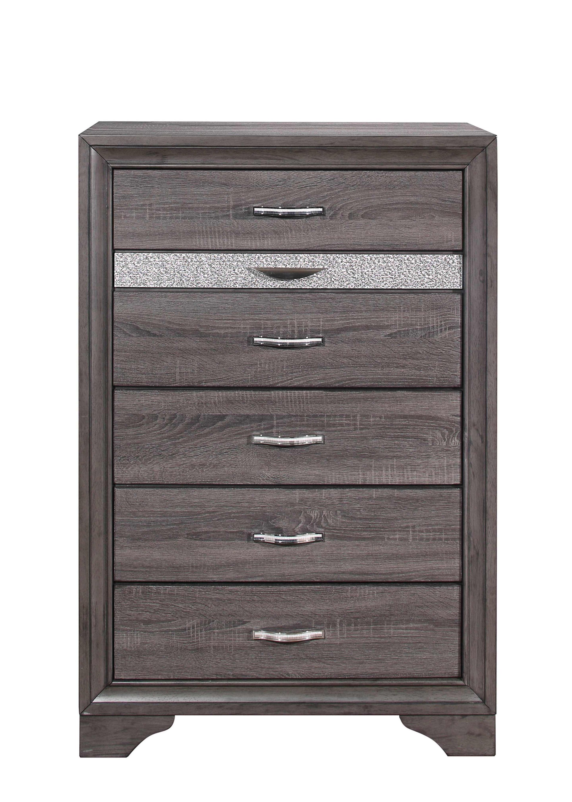 Grey Manufactured Wood Six Drawer Chest By Homeroots | Dressers | Modishstore - 3