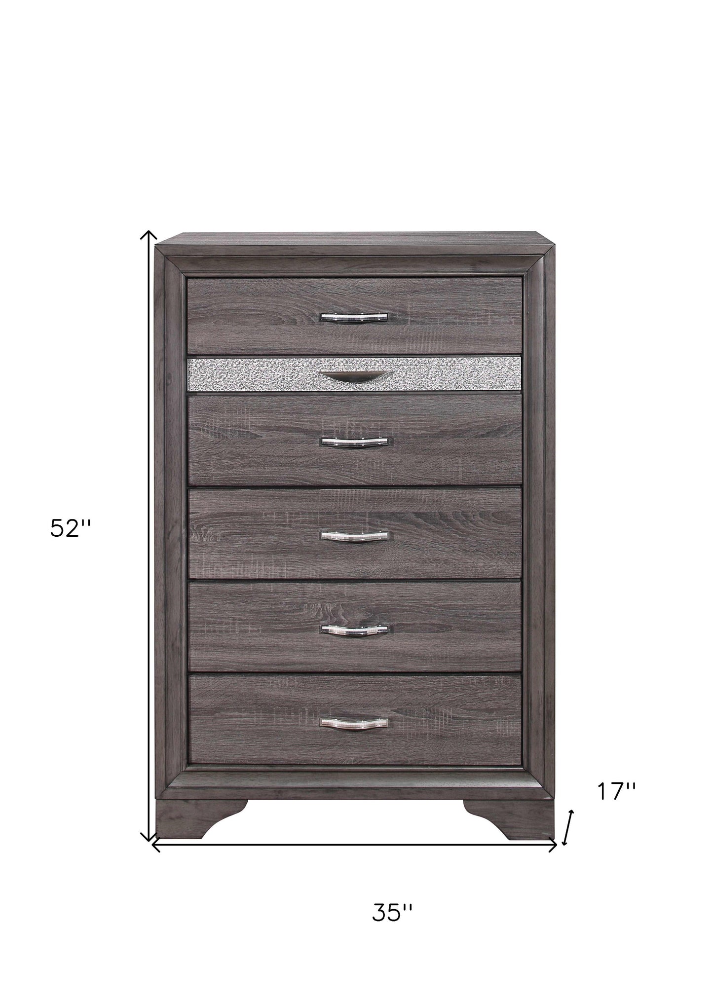 Grey Manufactured Wood Six Drawer Chest By Homeroots | Dressers | Modishstore - 6