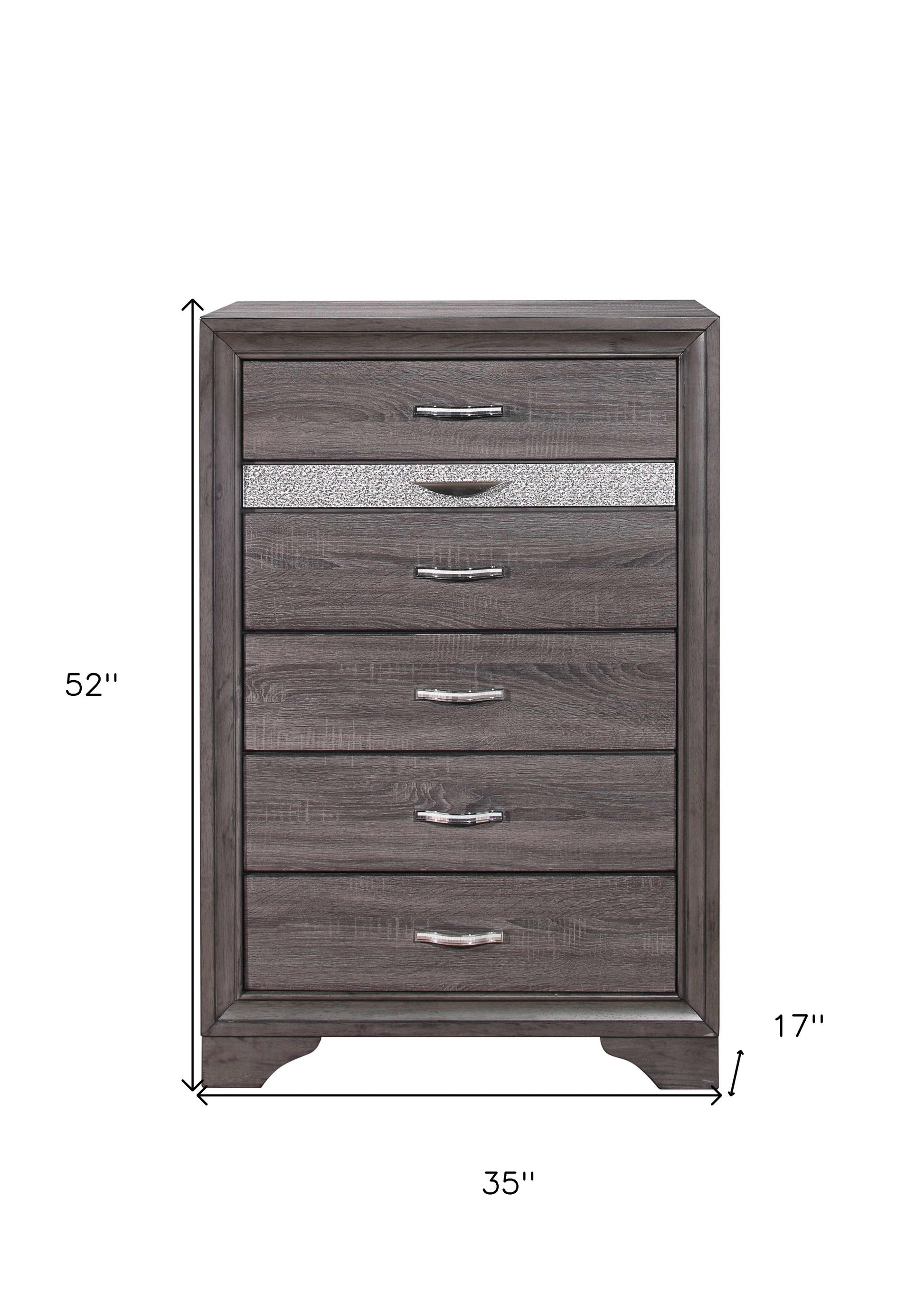 Grey Manufactured Wood Six Drawer Chest By Homeroots | Dressers | Modishstore - 6