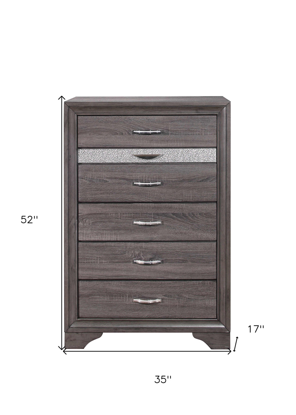 Grey Manufactured Wood Six Drawer Chest By Homeroots | Dressers | Modishstore - 6