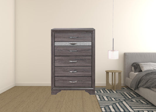 Grey Manufactured Wood Six Drawer Chest By Homeroots | Dressers | Modishstore - 1