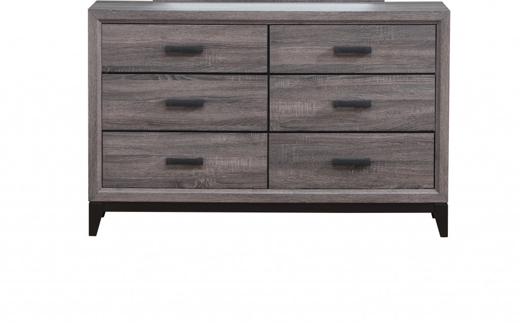 Gray Solid and Manufactured Wood Six Drawer Double Dresser By Homeroots | Dressers | Modishstore - 3