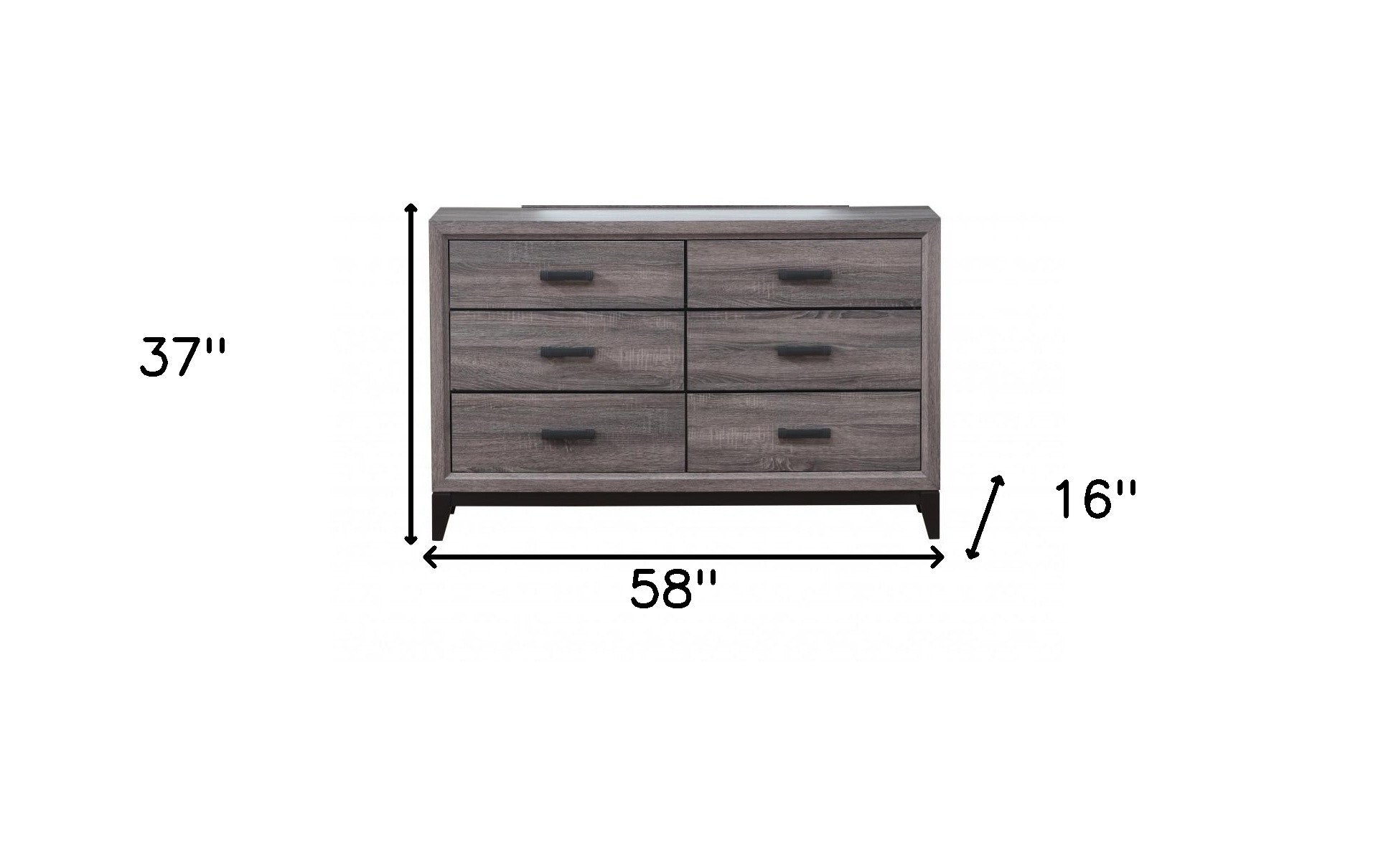 Gray Solid and Manufactured Wood Six Drawer Double Dresser By Homeroots | Dressers | Modishstore - 6