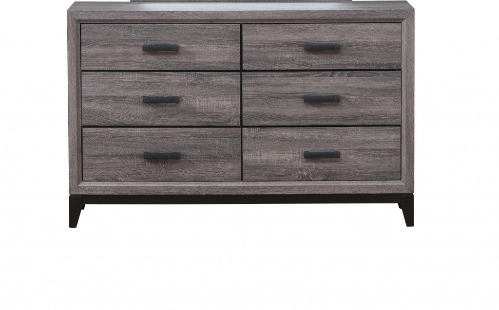 Gray Solid and Manufactured Wood Six Drawer Double Dresser By Homeroots | Dressers | Modishstore - 2