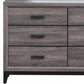 Gray Solid and Manufactured Wood Six Drawer Double Dresser By Homeroots | Dressers | Modishstore - 5