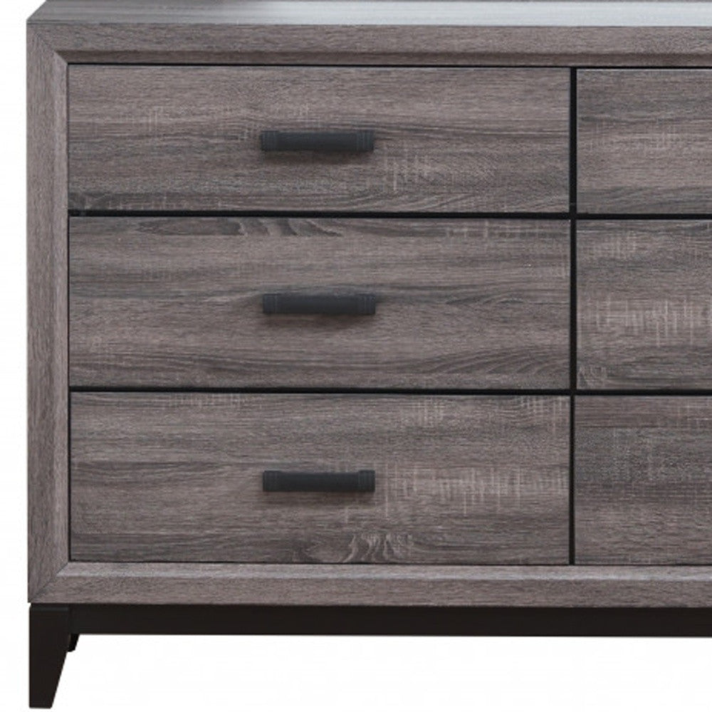 Gray Solid and Manufactured Wood Six Drawer Double Dresser By Homeroots | Dressers | Modishstore - 5