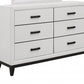 White Solid Wood Six Drawer Double Dresser By Homeroots | Dressers | Modishstore - 4
