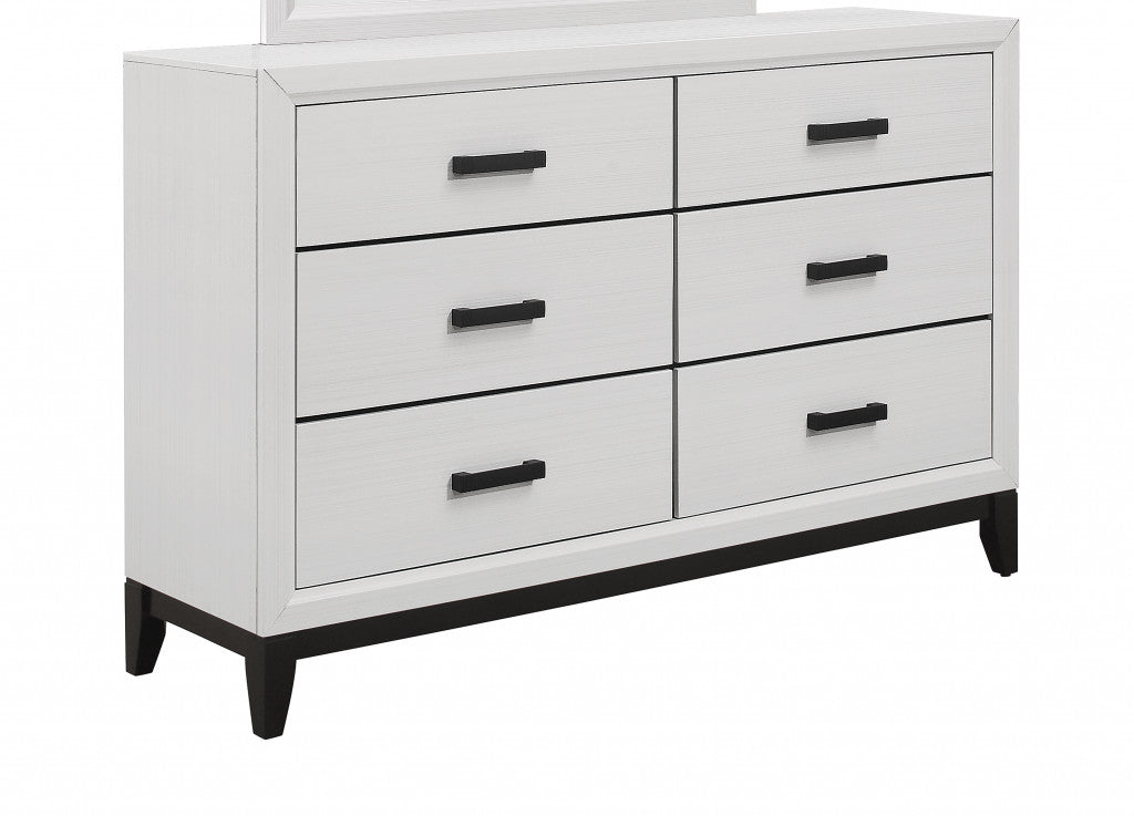 White Solid Wood Six Drawer Double Dresser By Homeroots | Dressers | Modishstore - 4