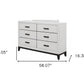 White Solid Wood Six Drawer Double Dresser By Homeroots | Dressers | Modishstore - 7