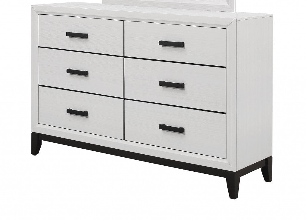 White Solid Wood Six Drawer Double Dresser By Homeroots | Dressers | Modishstore - 3