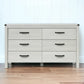 White Solid Wood Six Drawer Double Dresser By Homeroots | Dressers | Modishstore - 1