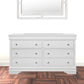 Metallic White Solid Wood Six Drawer Double Dresser By Homeroots | Dressers | Modishstore - 1