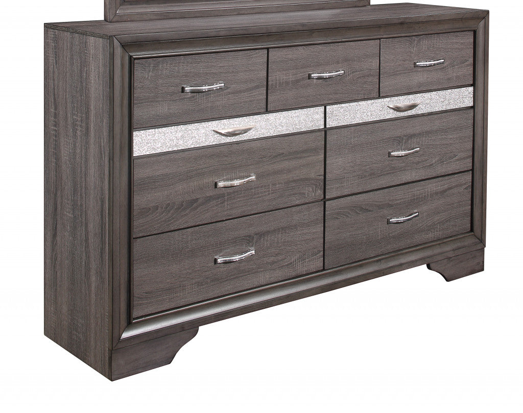 Grey Solid Wood Nine Drawer Double Dresser By Homeroots | Dressers | Modishstore - 3