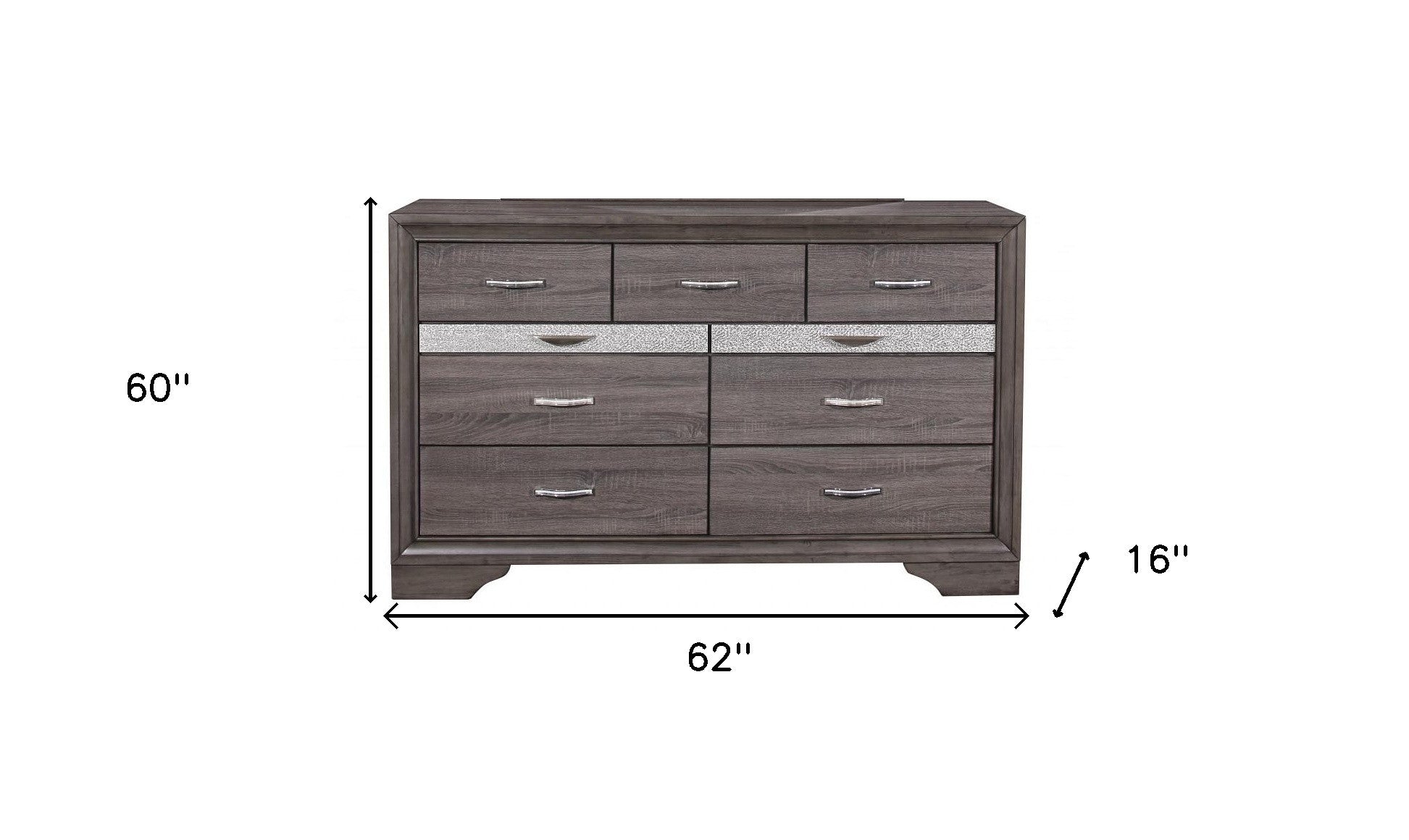 Grey Solid Wood Nine Drawer Double Dresser By Homeroots | Dressers | Modishstore - 5