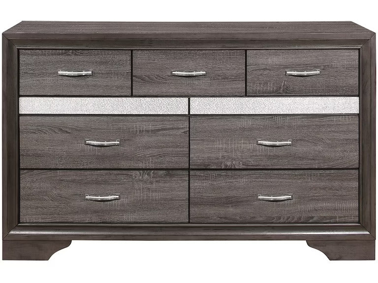 Grey Solid Wood Nine Drawer Double Dresser By Homeroots | Dressers | Modishstore - 2