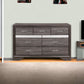 Grey Solid Wood Nine Drawer Double Dresser By Homeroots | Dressers | Modishstore - 1