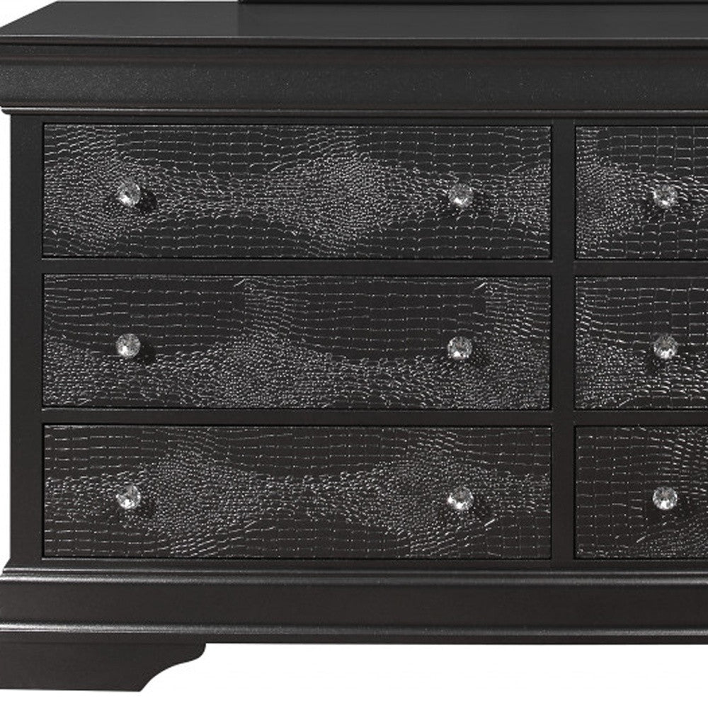 Metallic Grey Solid Wood Six Drawer Double Dresser By Homeroots | Dressers | Modishstore - 3