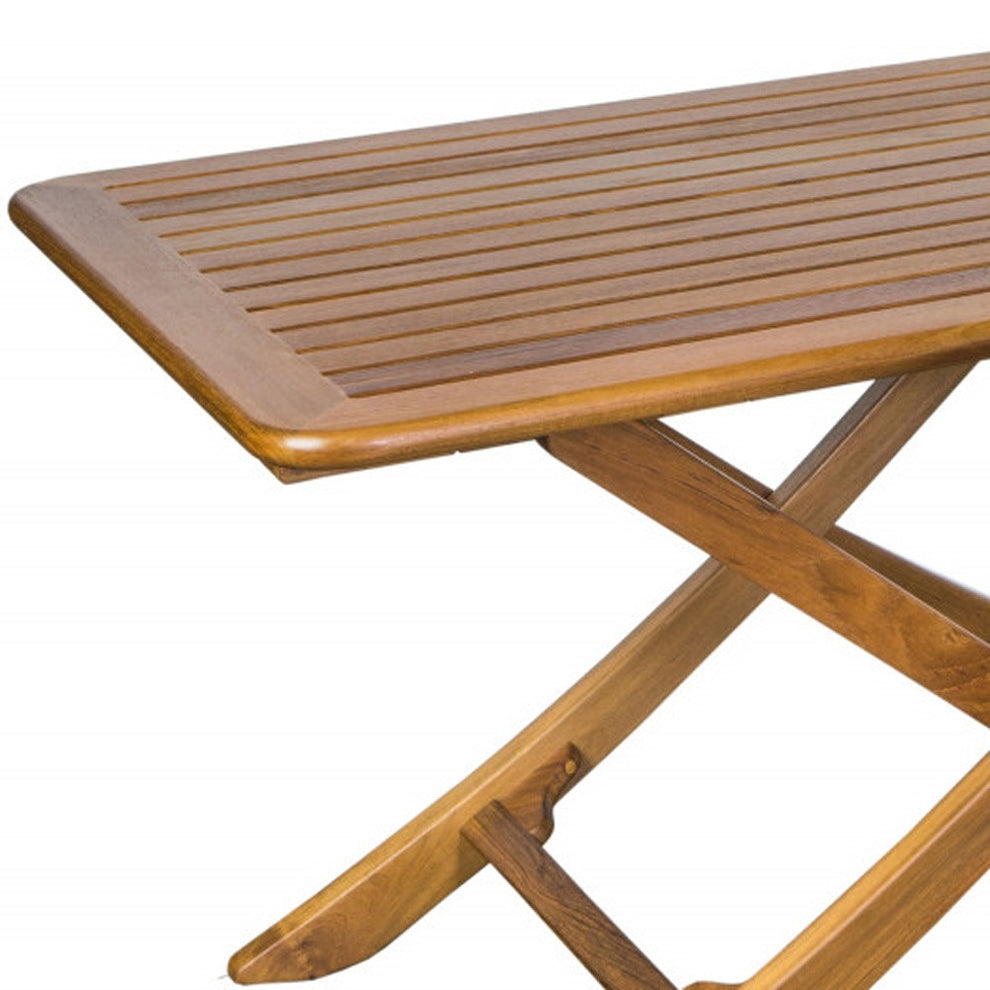Brown Solid Wood Folding Outdoor Picnic Table By Homeroots | Outdoor Tables | Modishstore - 3