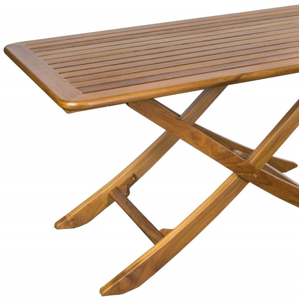 Brown Solid Wood Folding Outdoor Picnic Table By Homeroots | Outdoor Tables | Modishstore - 4
