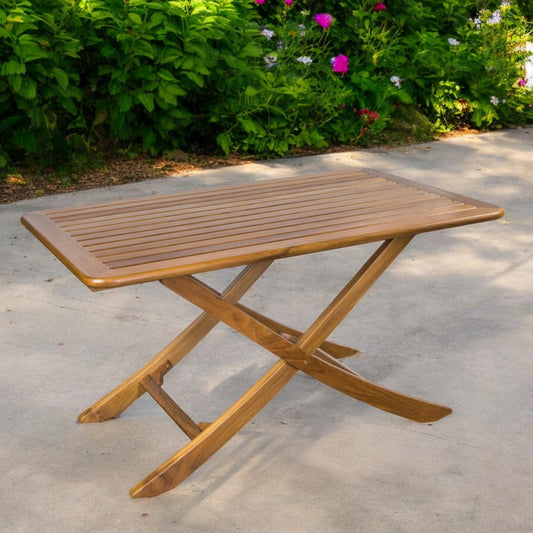 Brown Solid Wood Folding Outdoor Picnic Table By Homeroots | Outdoor Tables | Modishstore - 1