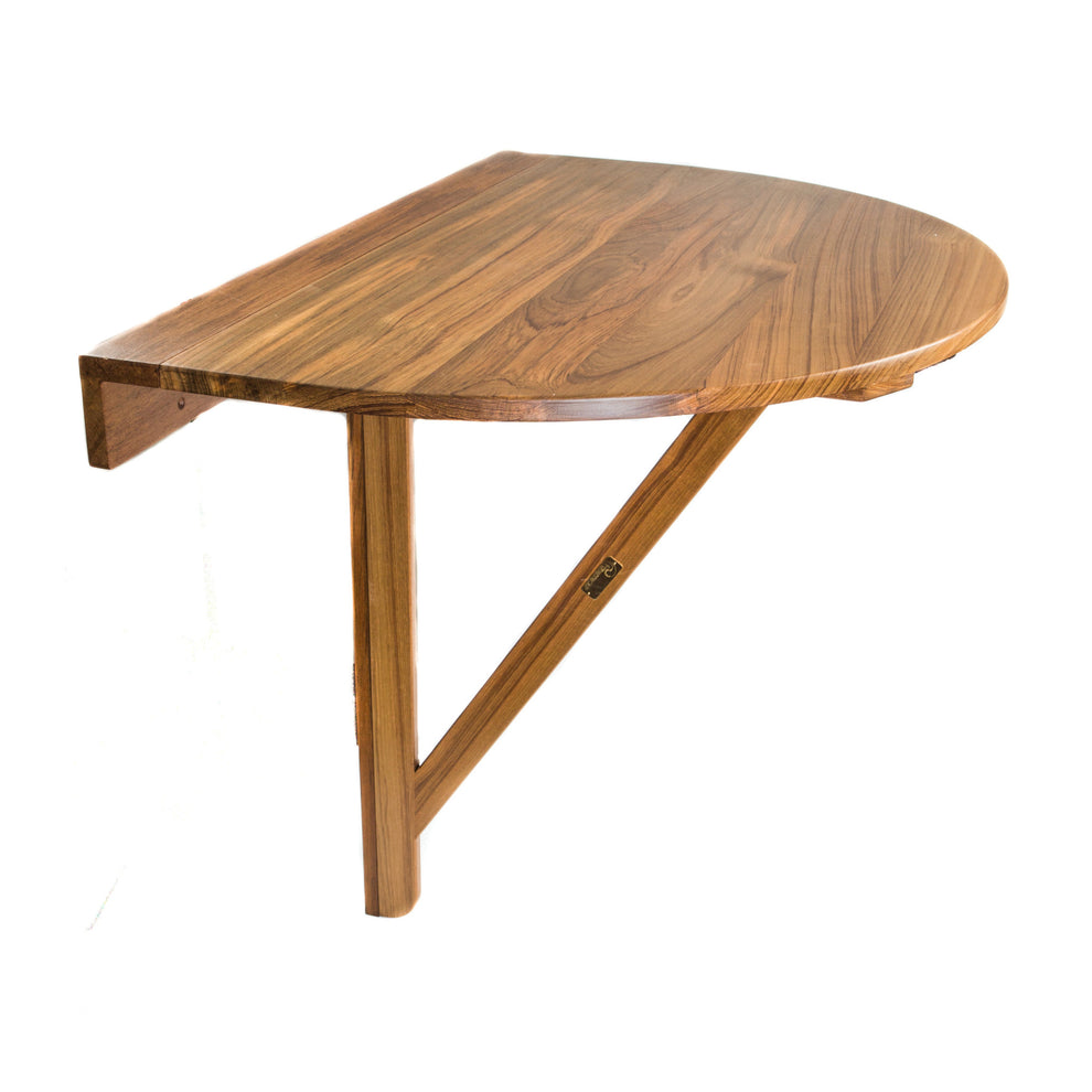 Brown Half Round Solid Wood Folding Outdoor Balcony Table By Homeroots | Outdoor Tables | Modishstore - 5