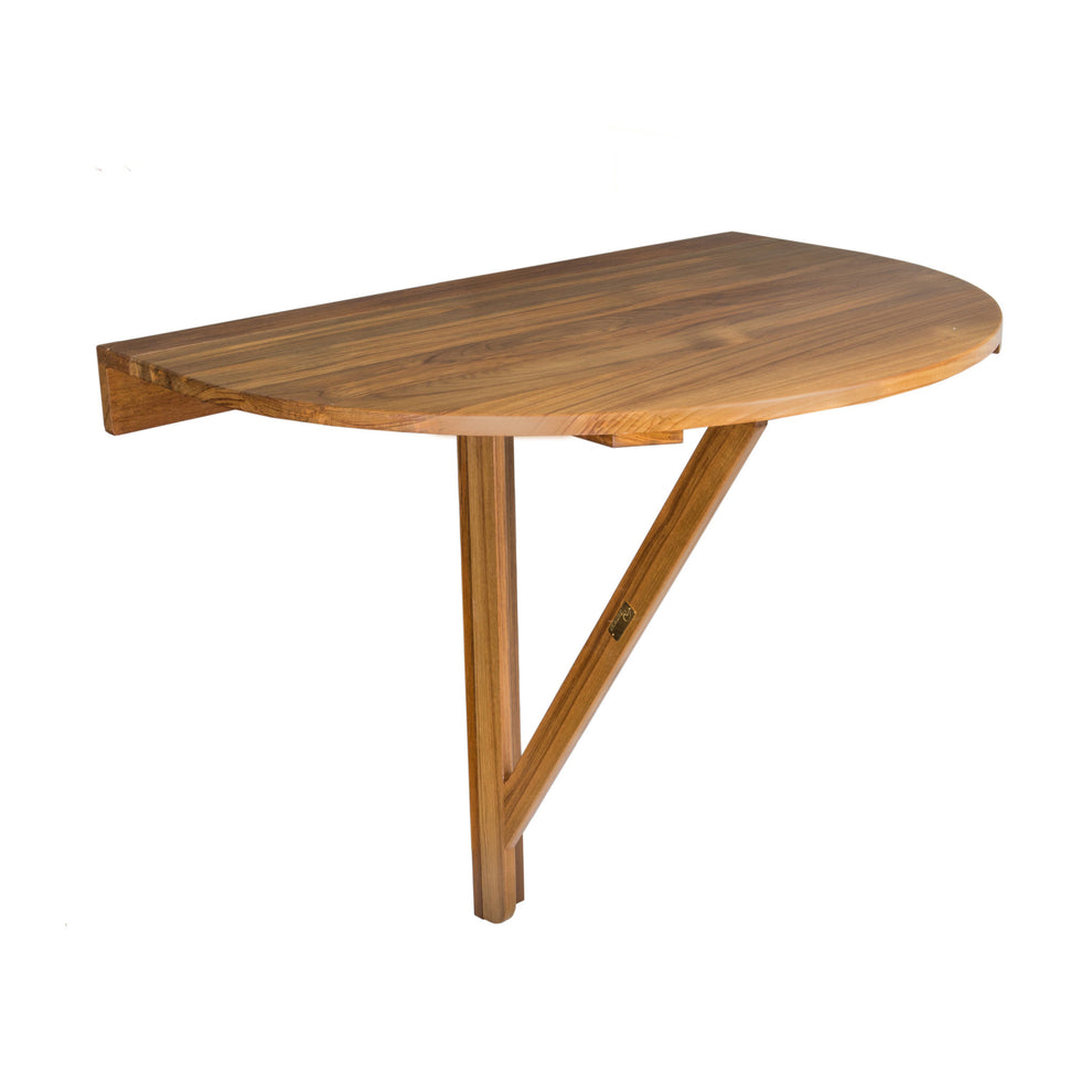 Brown Half Round Solid Wood Folding Outdoor Balcony Table By Homeroots | Outdoor Tables | Modishstore - 2