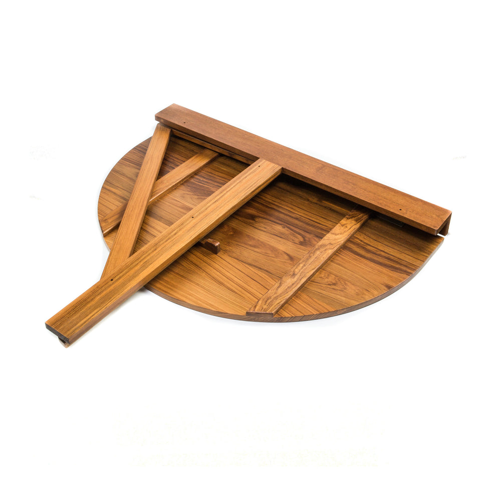 Brown Half Round Solid Wood Folding Outdoor Balcony Table By Homeroots | Outdoor Tables | Modishstore - 3
