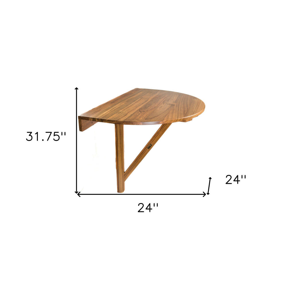 Brown Half Round Solid Wood Folding Outdoor Balcony Table By Homeroots | Outdoor Tables | Modishstore - 4