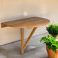 Brown Half Round Solid Wood Folding Outdoor Balcony Table By Homeroots | Outdoor Tables | Modishstore - 1
