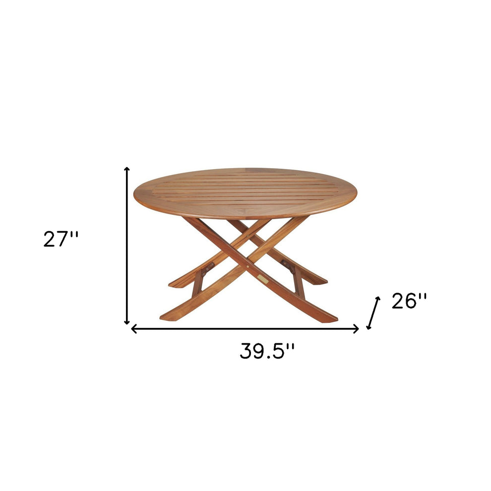 Brown Oval Solid Wood Folding Outdoor Side Table By Homeroots | Outdoor Tables | Modishstore - 6