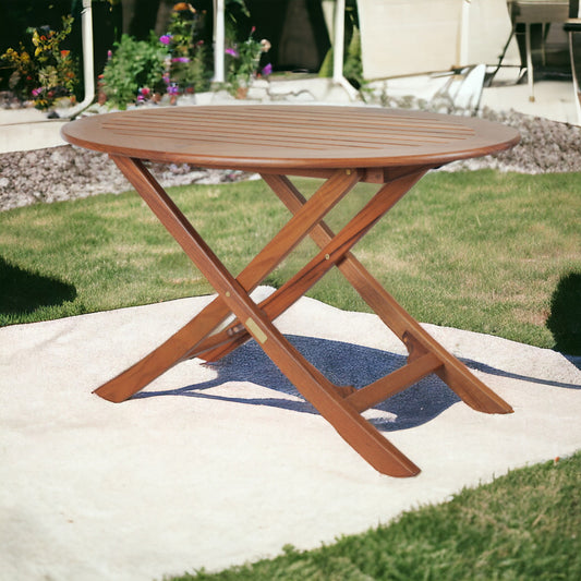 Brown Oval Solid Wood Folding Outdoor Side Table By Homeroots | Outdoor Tables | Modishstore - 1