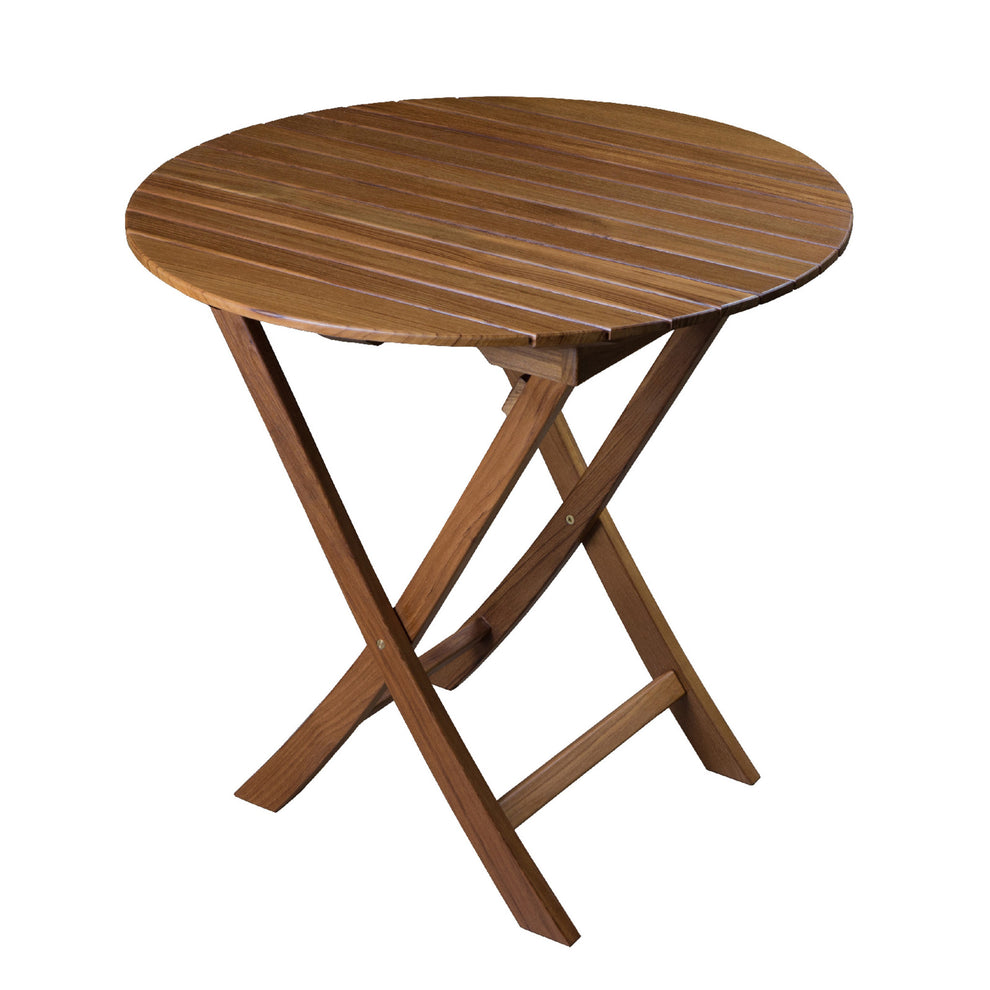 Brown Rounded Solid Wood Folding Outdoor Side Table By Homeroots | Outdoor Tables | Modishstore - 5