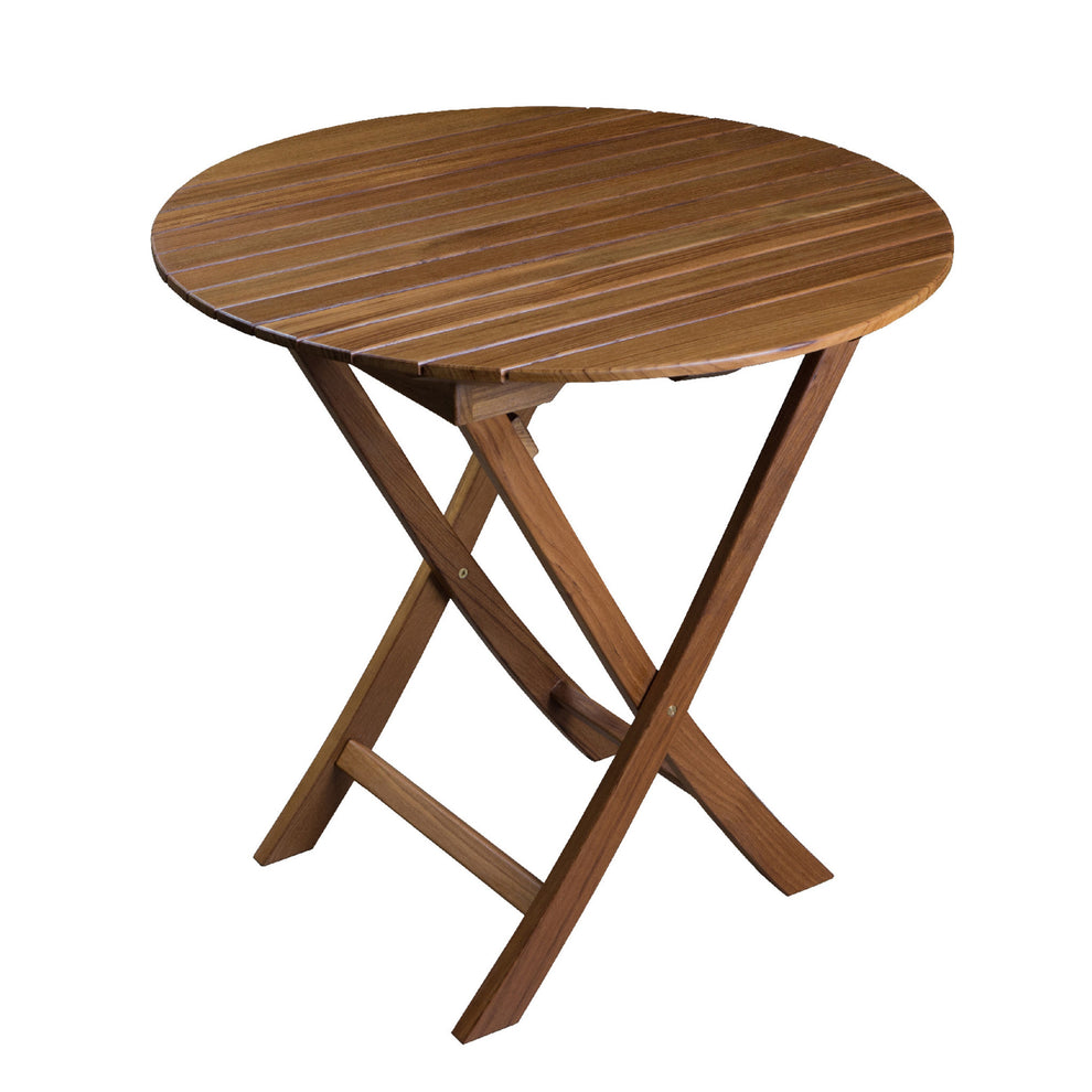 Brown Rounded Solid Wood Folding Outdoor Side Table By Homeroots | Outdoor Tables | Modishstore - 3